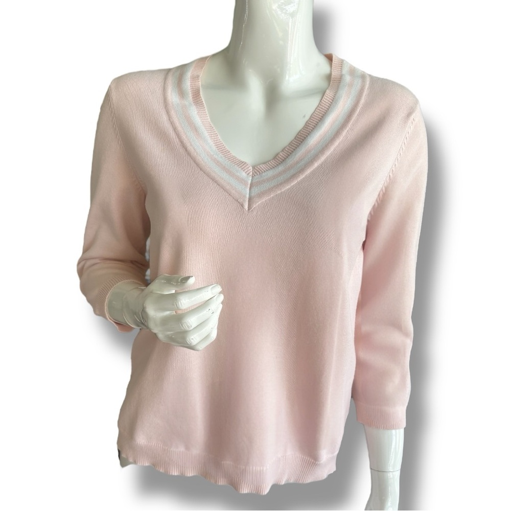 Lauren Ralph Lauren Vintage Ballet Pink V-Neck Sweater Casual Fit. Women Size M